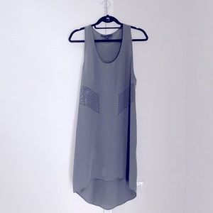 Chic Alexander Wang hi-low silk tank dress, laser-cut side panels